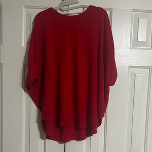 JODIFL Bold Red Poncho Sweater